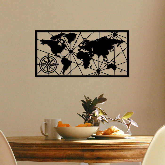 Wallity World Map Medium Metal Wall Decor